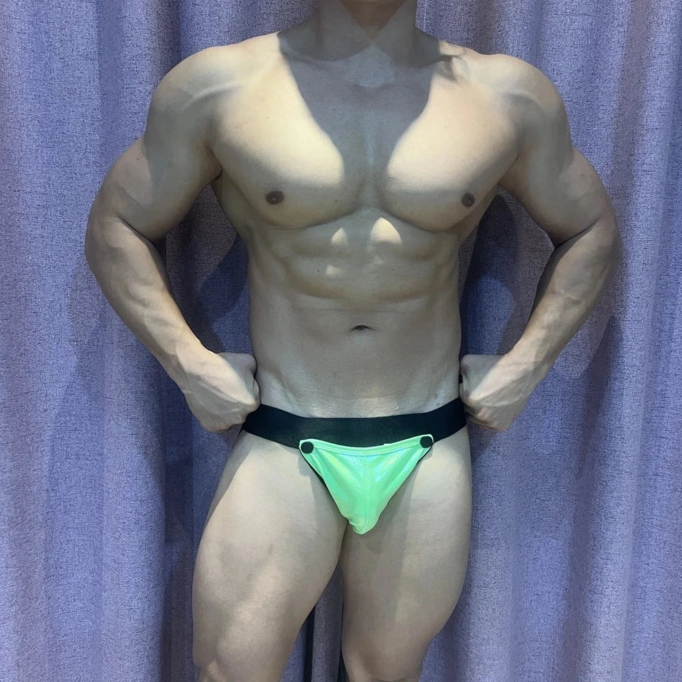 a hot gay man in green Jockmail Circuit Party Jockstrap - pridevoyageshop.com - gay men’s underwear and swimwear