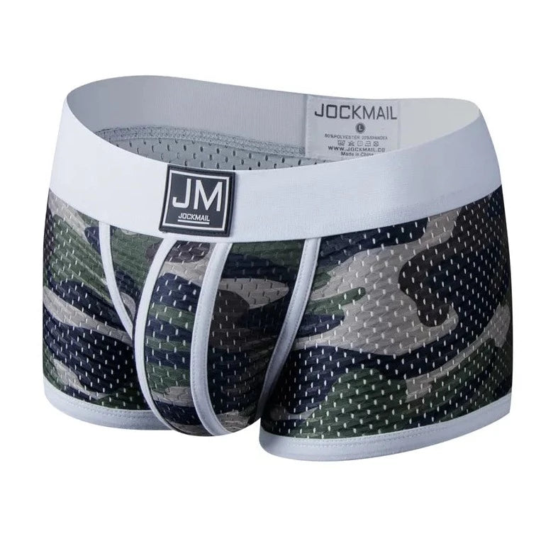 white Jockmail Camo Mesh Boxer Briefs - pridevoyageshop.com - gay men’s underwear and swimwear