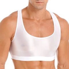 a sexy gay man in white Men's Glossy Sports Crop Top | Gay Crop Tops & Sports Wear - pridevoyageshop.com - gay crop tops, gay casual clothes and gay clothes store