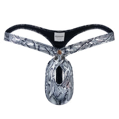 silver Jockmail Snakeskin Bare Thong - pridevoyageshop.com - gay men’s underwear and swimwear