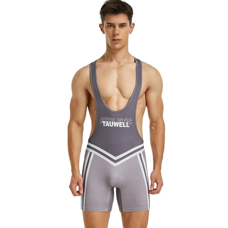 a sexy gay man in Athletic Gray Racerback Classic Athletic Singlet - Men's Singlets, Bodysuits, Leotard & Unitard - pridevoyageshop.com