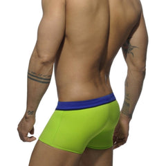 hot gay man in green Gay Swimwear | Men's Square Cut Racing Stripe Swim Trunks - pridevoyageshop.com - gay men’s underwear and swimwear