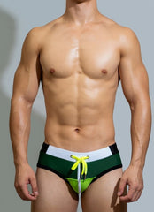 sexy gay man in army green Gay Swimwear | DM Laced Swim Briefs- pridevoyageshop.com - gay men’s underwear and swimwear