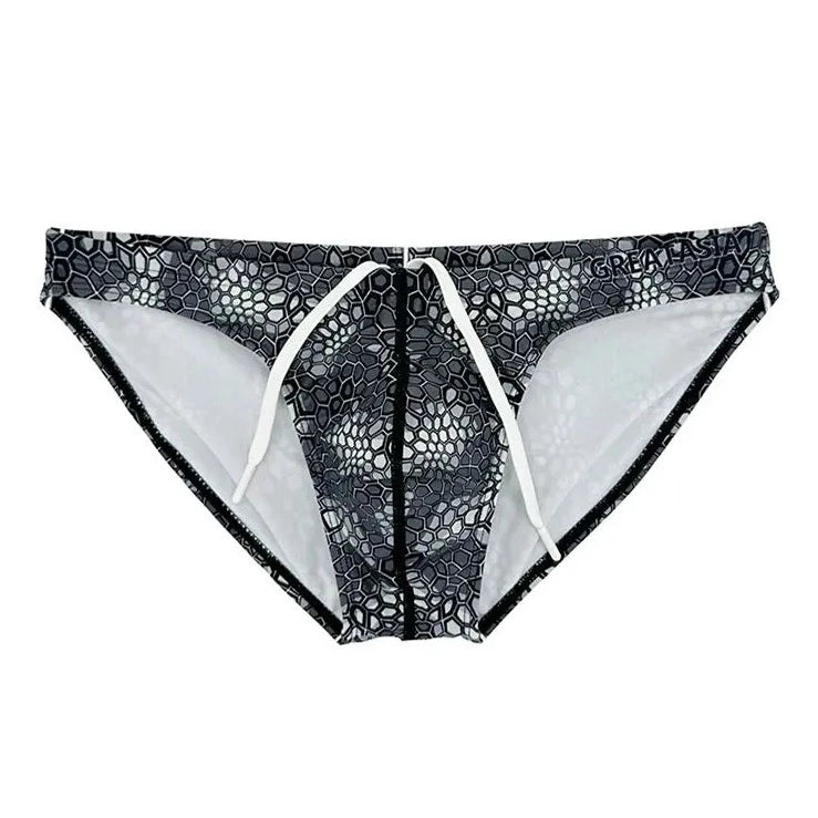 deatils of Black Dragon Scales Swim Briefs - pridevoyageshop.com - gay men’s underwear and swimwear