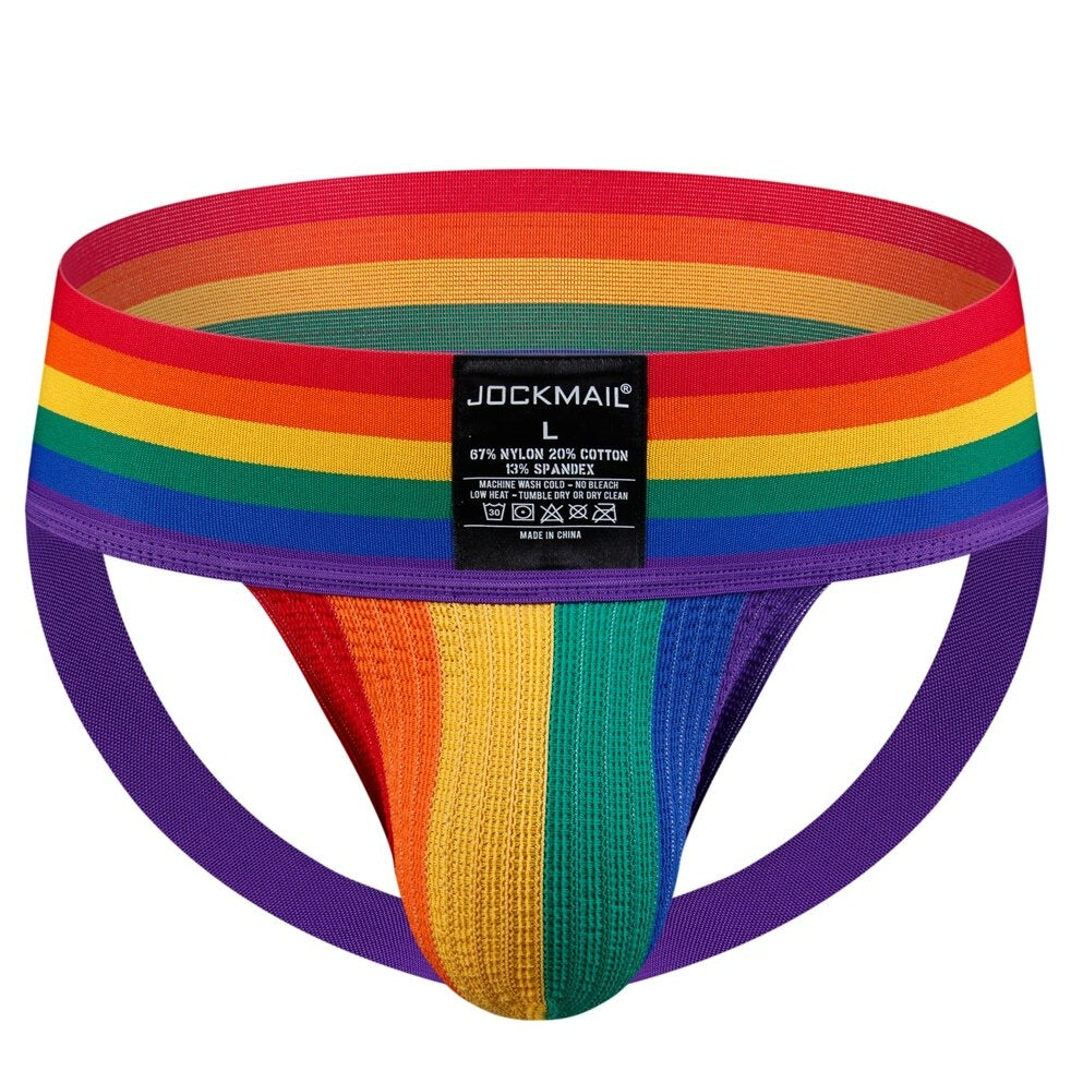 rainbow Gay Jockstrap: Designer Jock Strap & Gay Athletic Supporter- pridevoyageshop.com - gay men’s underwear and swimwear