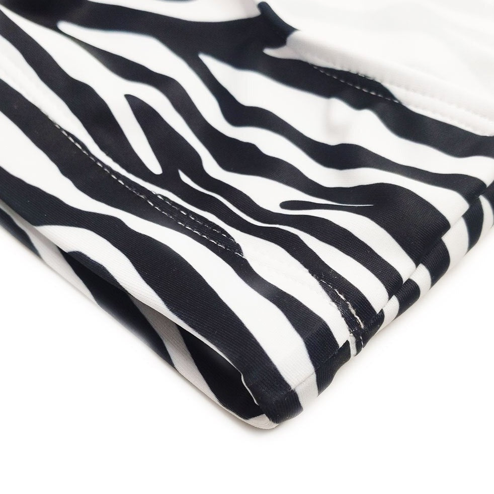 details of Gay Swimwear | Zebra Striped Swim Briefs- pridevoyageshop.com - gay men’s underwear and swimwear