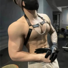 a sexy gay man in Iron Grip Chest Harness -pridevoyageshop.com - gay men’s harness, lingerie and fetish wear