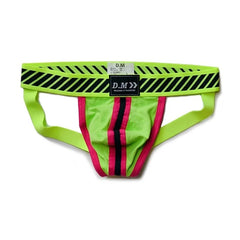 Fluorescent Green DM Men's Racing Stripe Jockstrap - pridevoyageshop.com - gay men’s underwear and swimwear