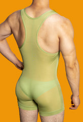 a sexy gay man in army green DM Sexy Boy See Through Singlet - Men's Singlets, Bodysuits, Leotard & Unitard - pridevoyageshop.com