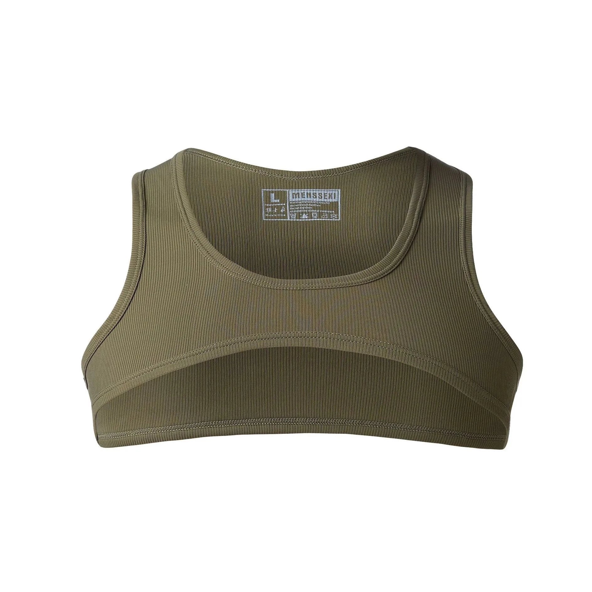 army green Men's Ribbed Muscle Crop Top | Gay Crop Tops & Sports Wear - pridevoyageshop.com - gay crop tops, gay casual clothes and gay clothes store