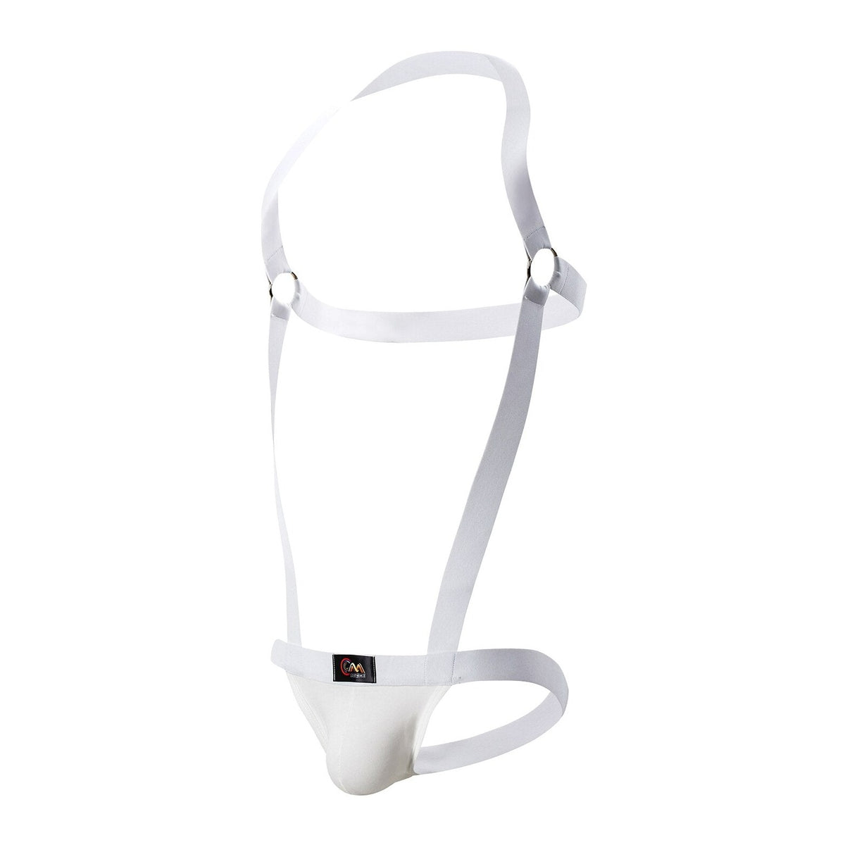 white CLEVER-MENMODE Elastic Jockstrap Harness | Gay Harness- pridevoyageshop.com - gay men’s harness, lingerie and fetish wear