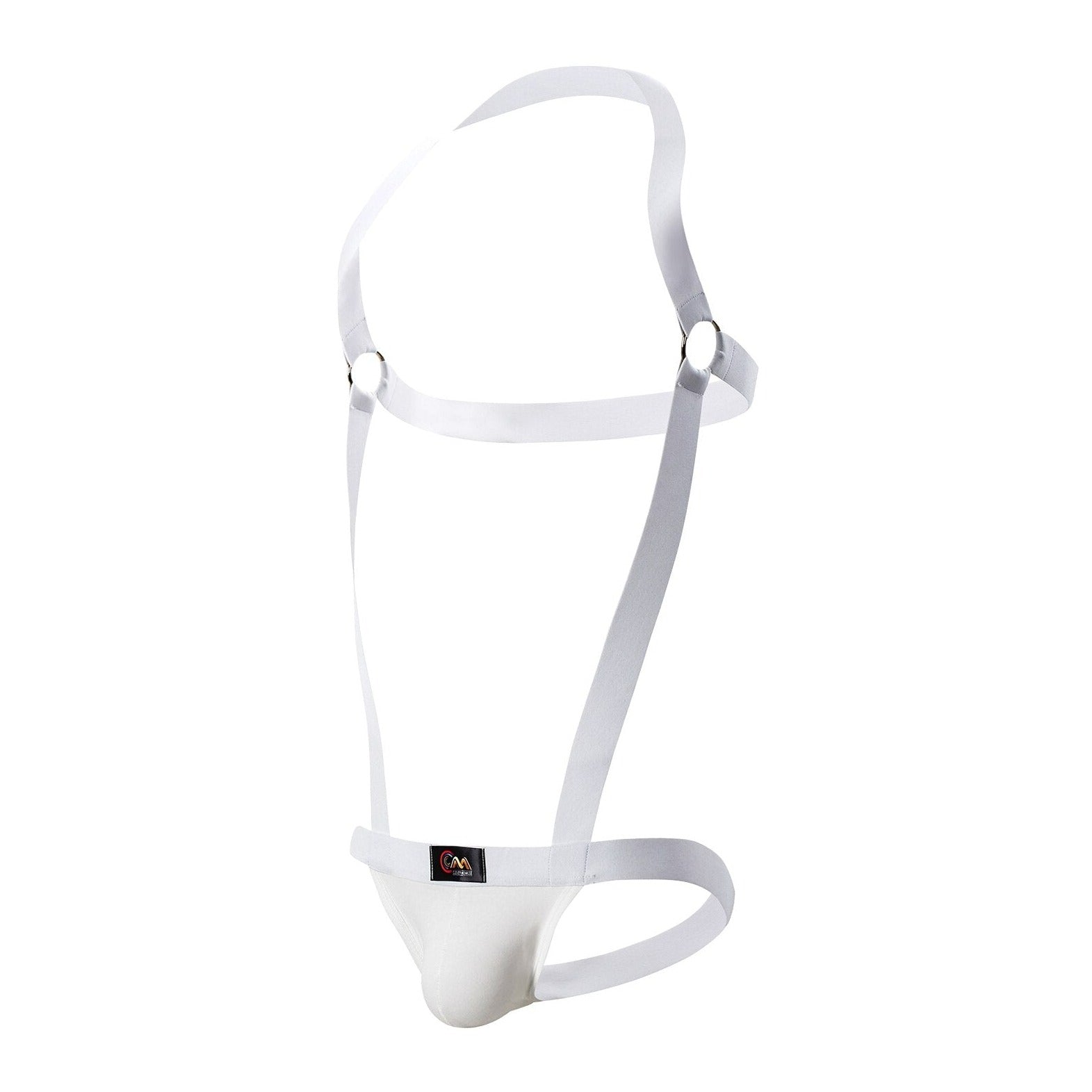 white CLEVER-MENMODE Elastic Jockstrap Harness | Gay Harness- pridevoyageshop.com - gay men’s harness, lingerie and fetish wear
