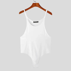 white Whisper Strap Thong Bodysuit - Men's Singlets, Bodysuits, Rompers & Jumpsuits - pridevoyageshop.com