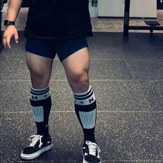 black Ribbed Cotton Crew Socks: Men's Sports Socks- pridevoyageshop.com - gay men’s harness, lingerie and fetish wear
