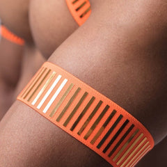 Details of Orange Reflective Gay Chest Harness: Sexy Clubwear- pridevoyageshop.com - gay men’s harness, lingerie and fetish wear