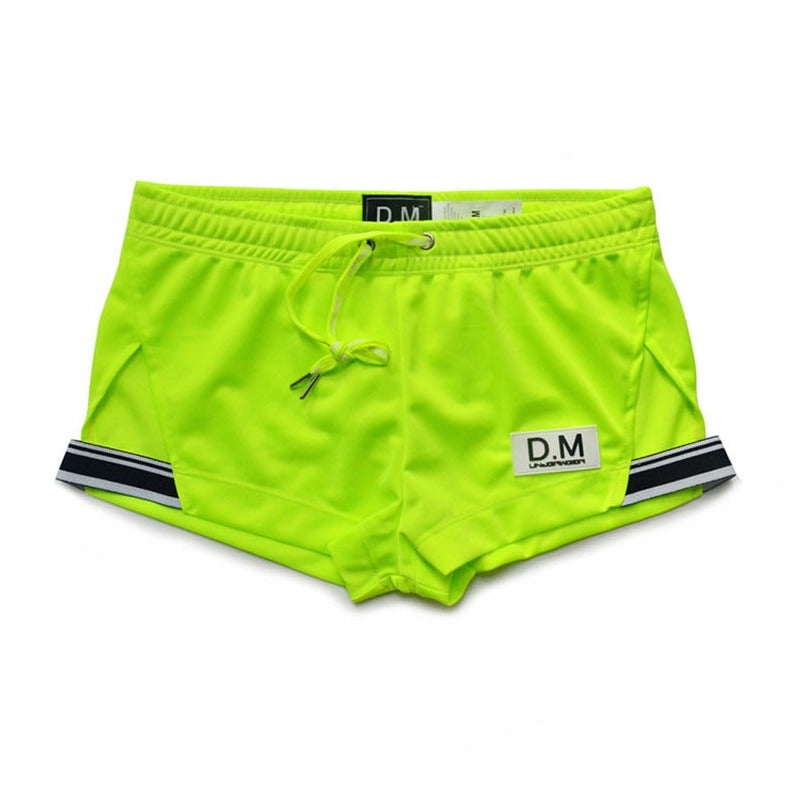 Fluorescent Green Gay Shorts | DM Side Show Gym Shorts - Men's Activewear, gym short, sport shorts, running shorts- pridevoyageshop.com