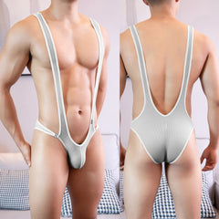 sexy gay man in gray Gay Singlet and Bodysuit | Gay Men's X Cross Singlet - Men's Singlets, Bodysuits, Leotard & Unitard - pridevoyageshop.com