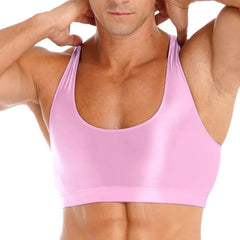 a sexy gay man in pink Men's Glossy Sports Crop Top | Gay Crop Tops & Sports Wear - pridevoyageshop.com - gay crop tops, gay casual clothes and gay clothes store