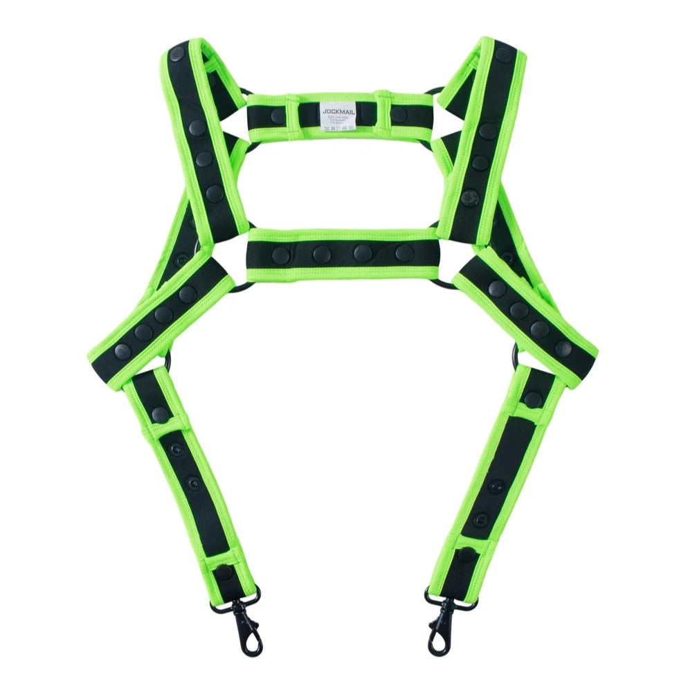 Neon Green Pride Pulse Suspender Harness -pridevoyageshop.com - gay men’s harness, lingerie and fetish wear