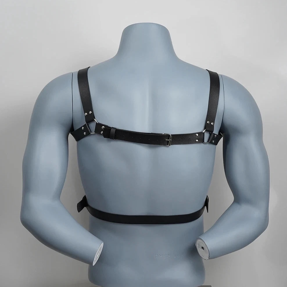 details of Dark Thrill Chest Harness -pridevoyageshop.com - gay men’s harness, lingerie and fetish wear