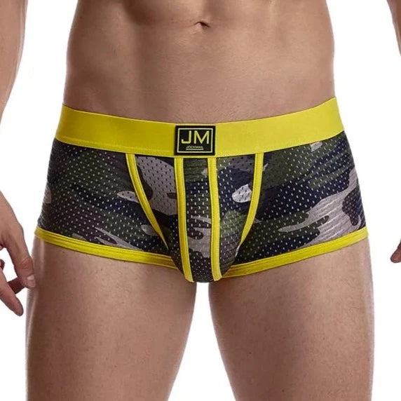 yellow Jockmail Camo Mesh Boxer Briefs - pridevoyageshop.com - gay men’s underwear and swimwear