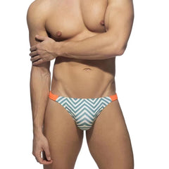 sexy gay man in striped Gay Swimwear | DESMIIT Uplifted Package Swim Briefs- pridevoyageshop.com - gay men’s underwear and swimwear