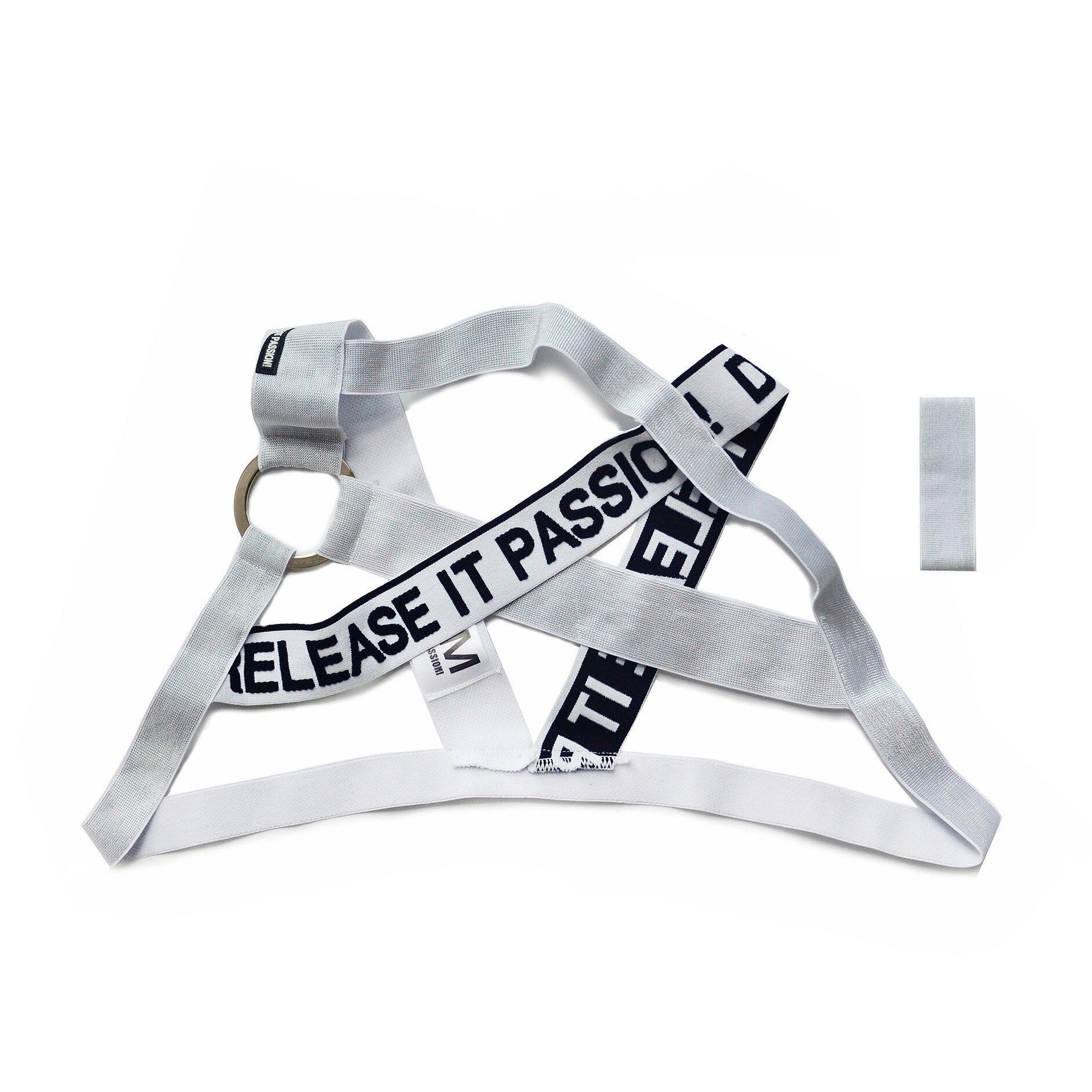 silver DM Release Shimmer Chest Harness | Gay Harness- pridevoyageshop.com - gay men’s harness, lingerie and fetish wear