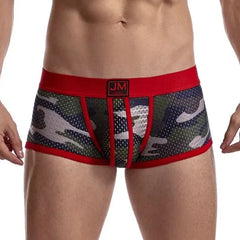 red Jockmail Camo Mesh Boxer Briefs - pridevoyageshop.com - gay men’s underwear and swimwear