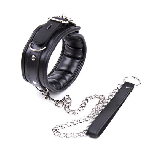black Lust Puppy Padded Collar & Chain Leash - pridevoyageshop.com - gay men’s bodystocking, lingerie, fishnet and fetish wear