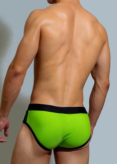 sexy gay man in army green Gay Swimwear | DM Laced Swim Briefs- pridevoyageshop.com - gay men’s underwear and swimwear