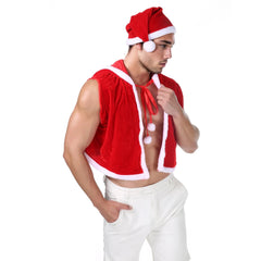 a sexy gay man in Sleigh Daddy Santa Costume - pridevoyageshop.com - gay costumes, men role play outfits, gay party costumes and gay rave outfits