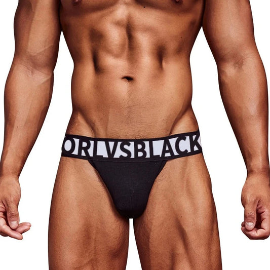 a hot gay man in black ORLVS Bold Jockstrap - pridevoyageshop.com - gay men’s underwear and swimwear