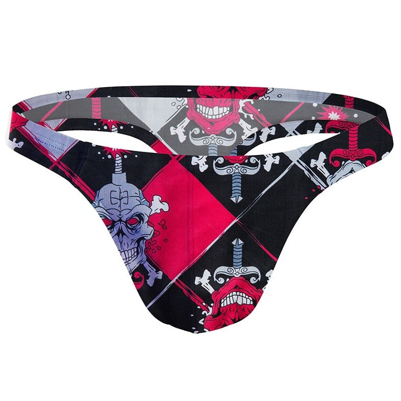 Red ADANNU's Bold Printed Gay Thong: Men's Designer Thongs - pridevoyageshop.com - gay men’s underwear and swimwear