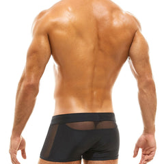 hot gay man in black Gay Swimwear & Beachwear | Cheeky Men's See Thru Swim Trunks - pridevoyageshop.com - gay men’s underwear and swimwear