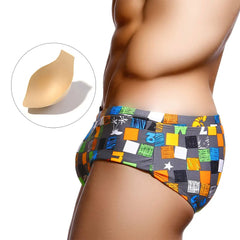 a hot gay man in Ocean Mosaic Swim Trunks - pridevoyageshop.com - gay men’s underwear and swimwear
