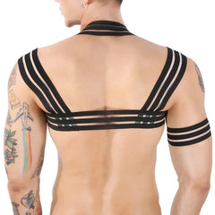 black Men's Waterfall Harness & Metallic Jock Briefs - pridevoyageshop.com - gay men’s underwear and swimwear