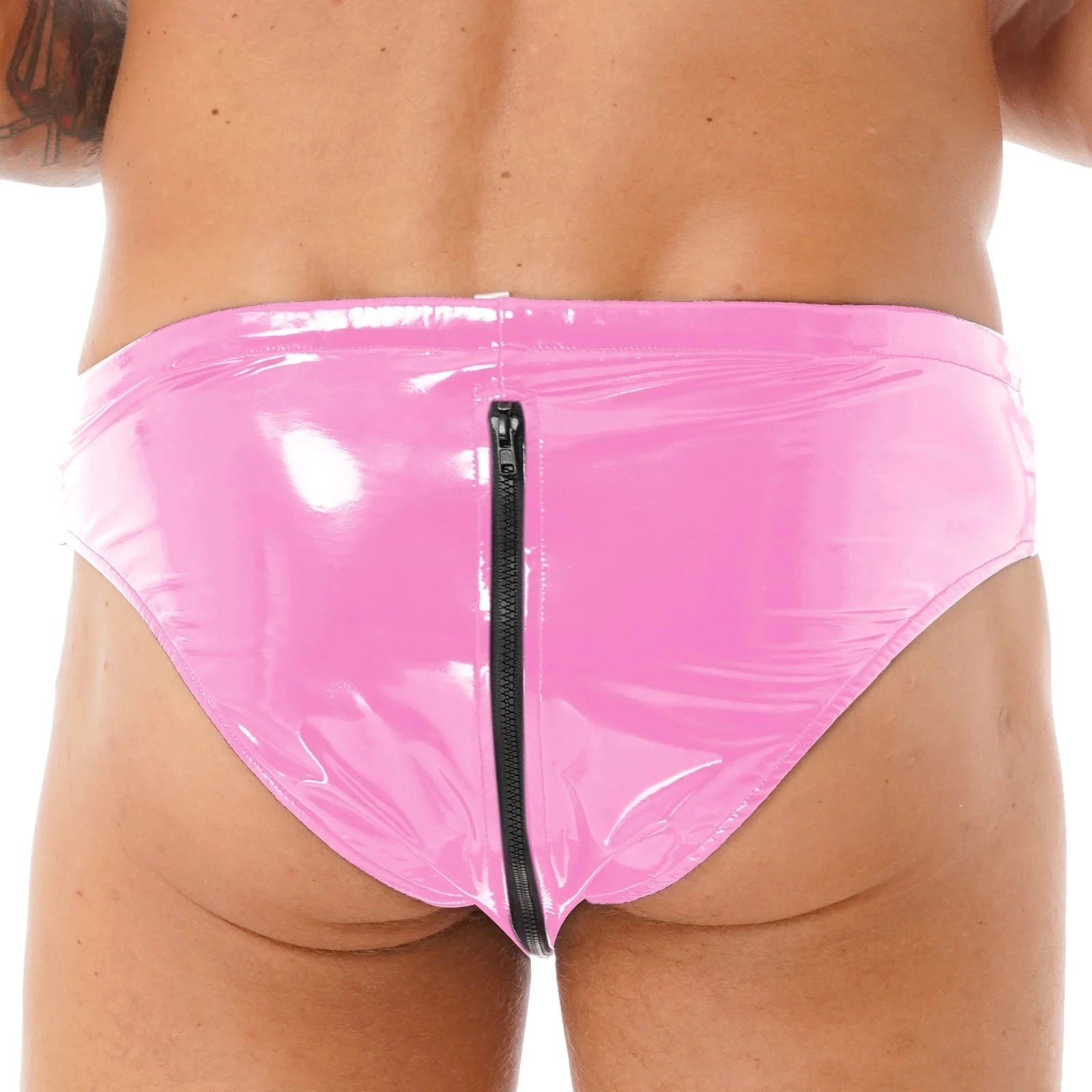 a hot man in pink Gay Men's Wet Look Zipper Strapped Boxer Briefs - pridevoyageshop.com - gay men’s underwear and swimwear