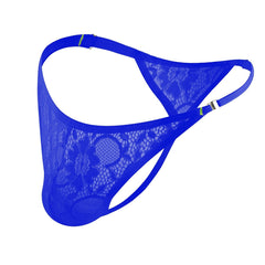 blue Erotic Lace Thong: Sexy Men's See-Through Underwear and Lingerie - pridevoyageshop.com - gay men’s underwear and swimwear