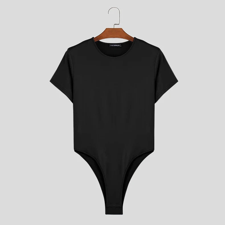 black Men's Pure Basic T-Shirt Bodysuit - Men's Singlets, Bodysuits, Leotard & Unitard - pridevoyageshop.com