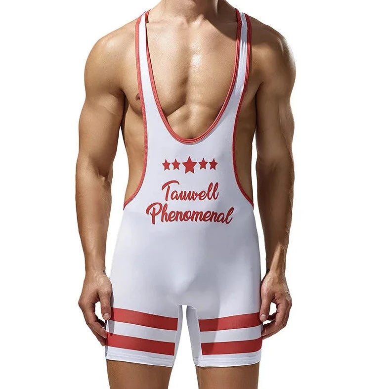 a sexy gay man in white Striped Phenomenal Racerback Singlet - Men's Singlets, Bodysuits, Rompers & Jumpsuits - pridevoyageshop.com