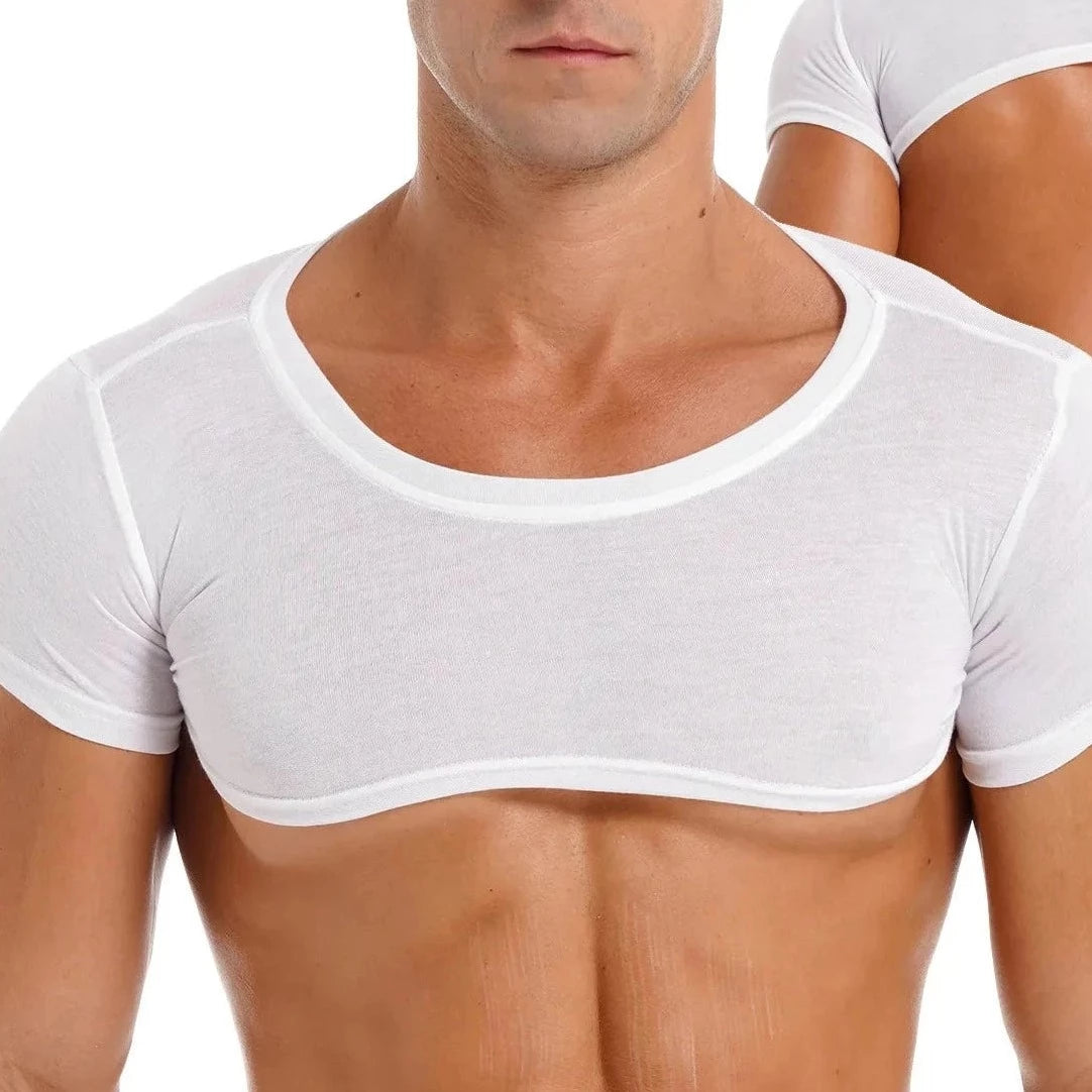 a hot gay guy in white Men's Casual Solid Crop Tops | Gay Crop Tops & Club Wear - pridevoyageshop.com - gay crop tops, gay casual clothes and gay clothes store