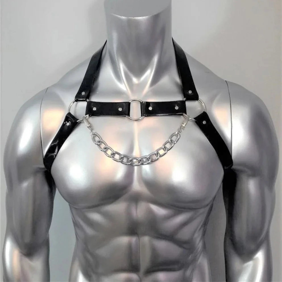 a sexy gay man in Iron Grip Chest Harness -pridevoyageshop.com - gay men’s harness, lingerie and fetish wear