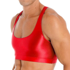 a sexy gay man in red Men's Glossy Sports Crop Top | Gay Crop Tops & Sports Wear - pridevoyageshop.com - gay crop tops, gay casual clothes and gay clothes store