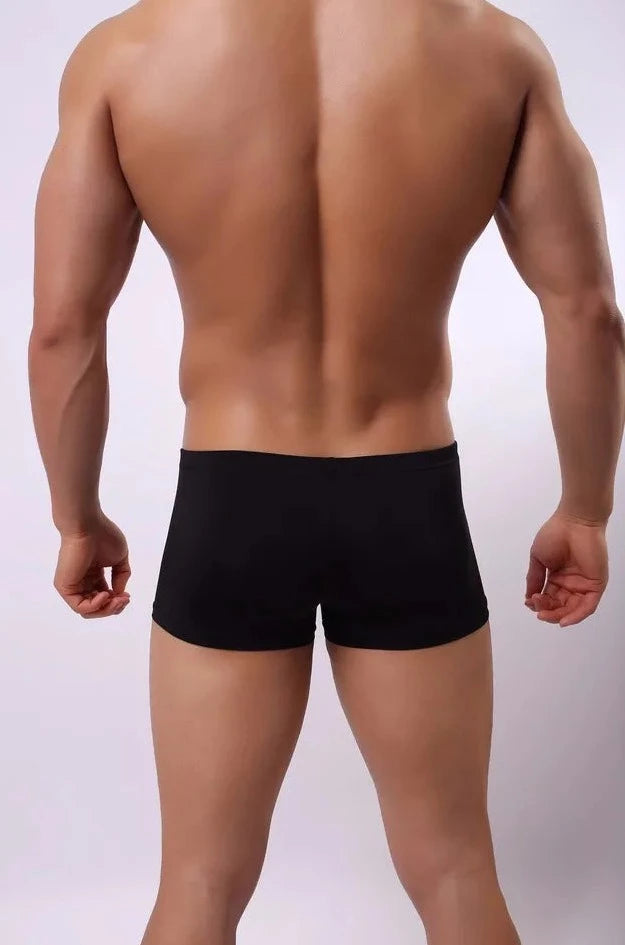 a sexy gay man in black Super Stretchy Ice Silk Boxer Brief - pridevoyageshop.com - gay men’s underwear and swimwear