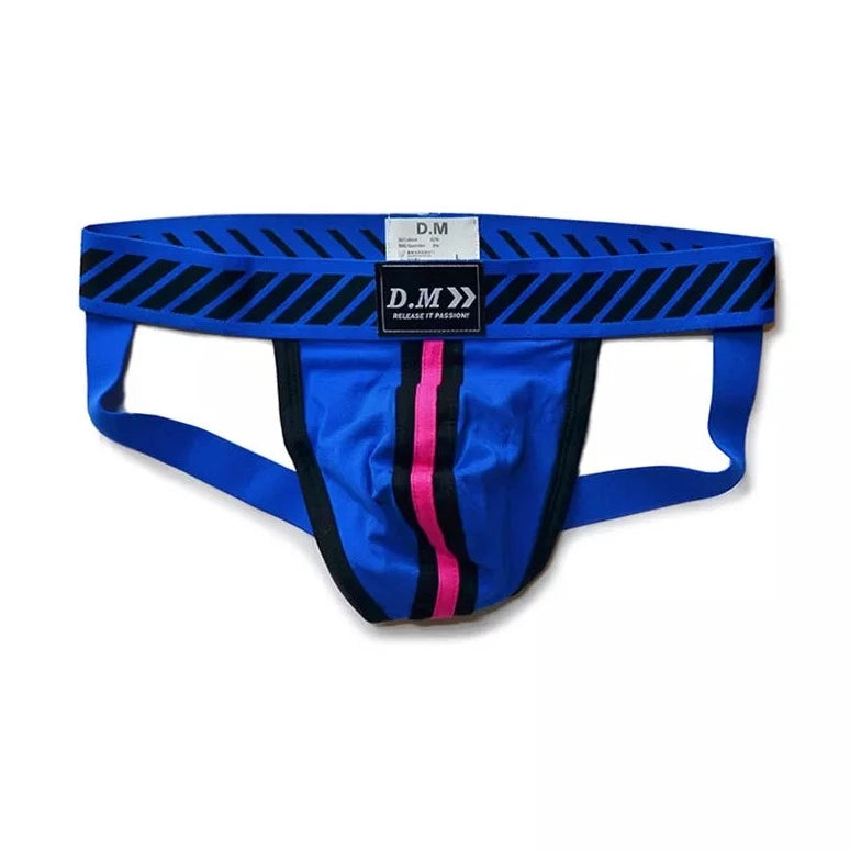 blue DM Men's Racing Stripe Jockstrap - pridevoyageshop.com - gay men’s underwear and swimwear