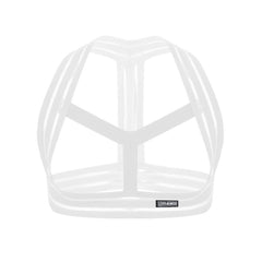 White Multi-Strap Elastic Chest Harness: Sexy Clubwear for Men- pridevoyageshop.com - gay men’s harness, lingerie and fetish wear