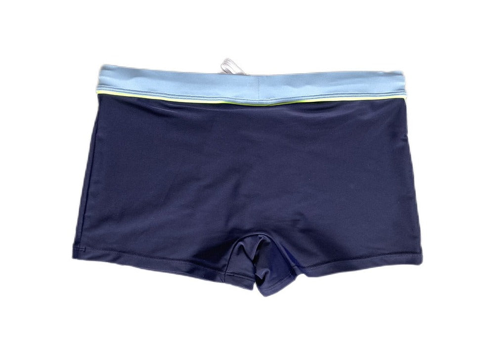 blue Gay Swimwear | Men's Square Cut Racing Stripe Swim Trunks - pridevoyageshop.com - gay men’s underwear and swimwear