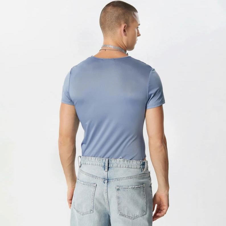 a hot gay man in blue Men's Pure Basic T-Shirt Bodysuit - Men's Singlets, Bodysuits, Leotard & Unitard - pridevoyageshop.com
