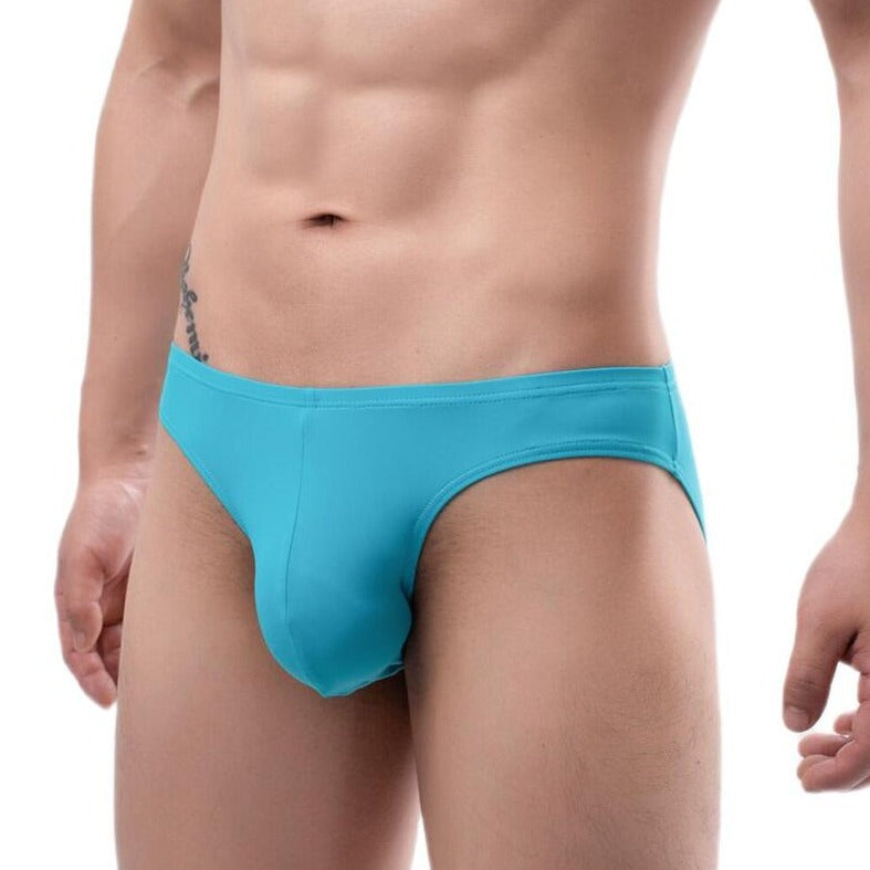 sexy gay man in blue Men's Ice Silk Hung Briefs | Gay Men Underwear- pridevoyageshop.com - gay men’s underwear and swimwear