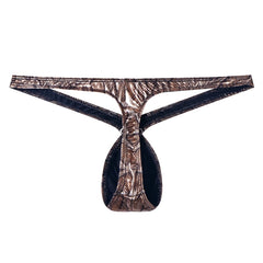 gold Jockmail Snakeskin Bare Thong - pridevoyageshop.com - gay men’s underwear and swimwear
